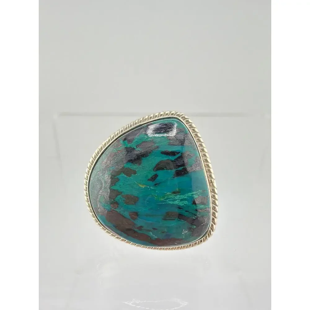 Sterling Silver Teardrop Chrysocolla Malachite Ring Size 8.5